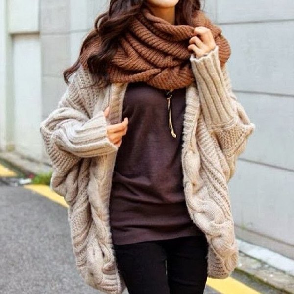 ivory cable knitted chunky cardigan