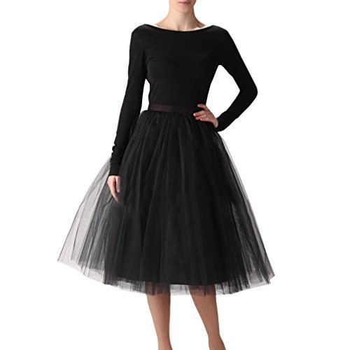 black midi tulle skirt shape fitting long sleeve top