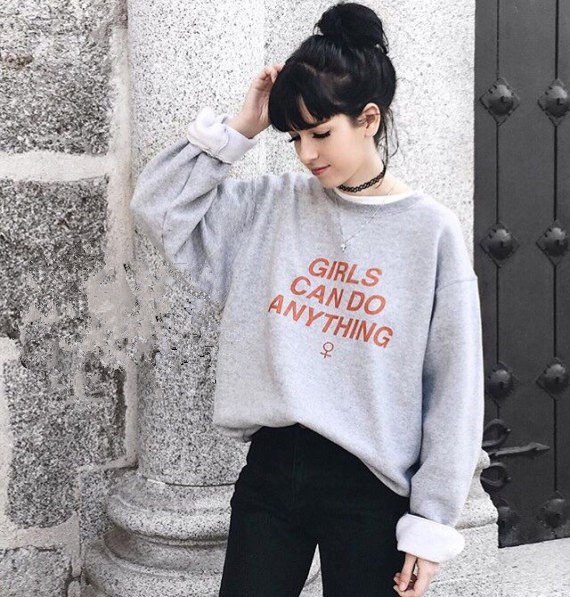 gray printed sweater with sweaters in black neck