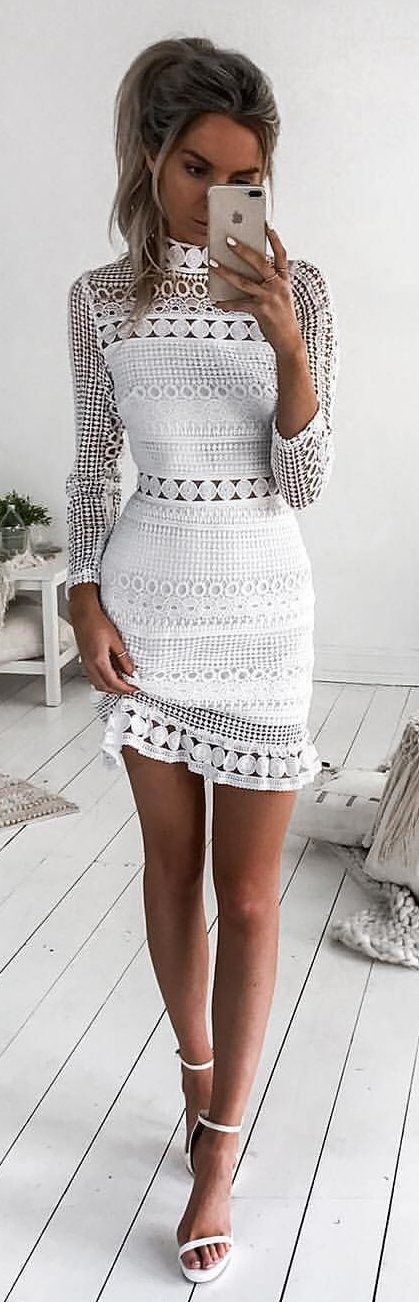 white turtleneck dress crochet