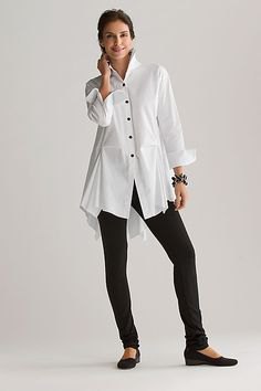 white oversized button up shirt black leggings