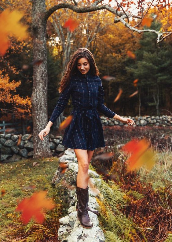 flannel dress autumn colors