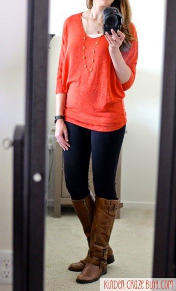 red chunky sweater skinny jeans