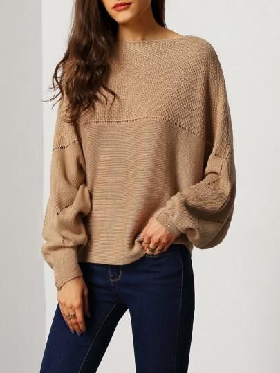 brown boat neck sweater jeans