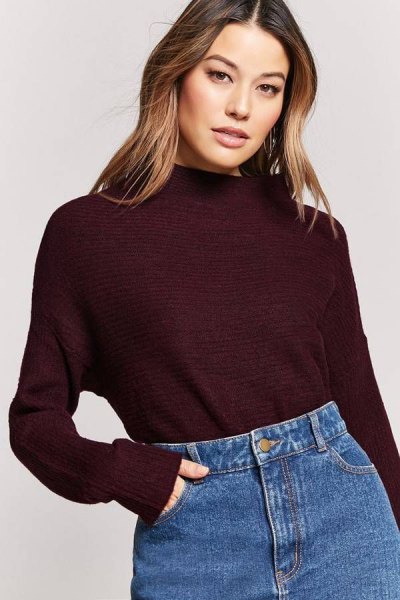 black sweater mom jeans outfit
