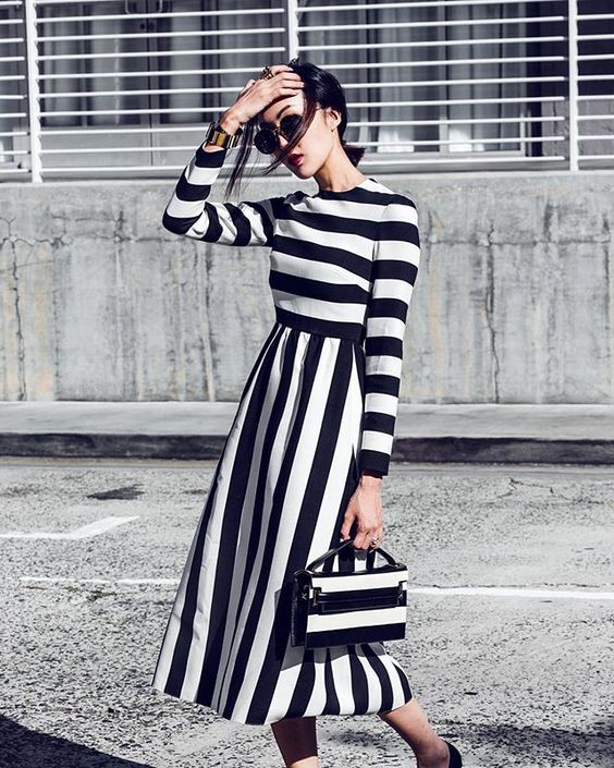 black and white striped dress vintage