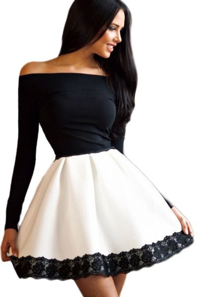 two toned off shoulder skate dress