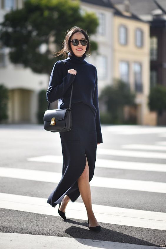 black knitted dress slit