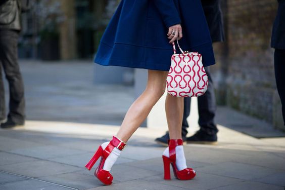 red platform heels white socks