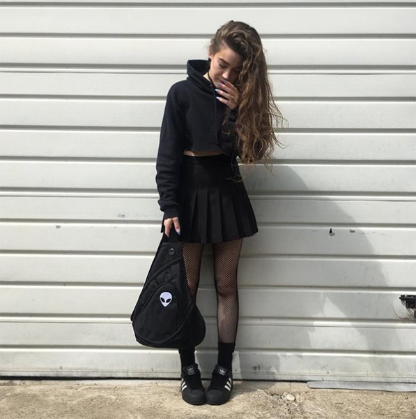 black skater dress outfit