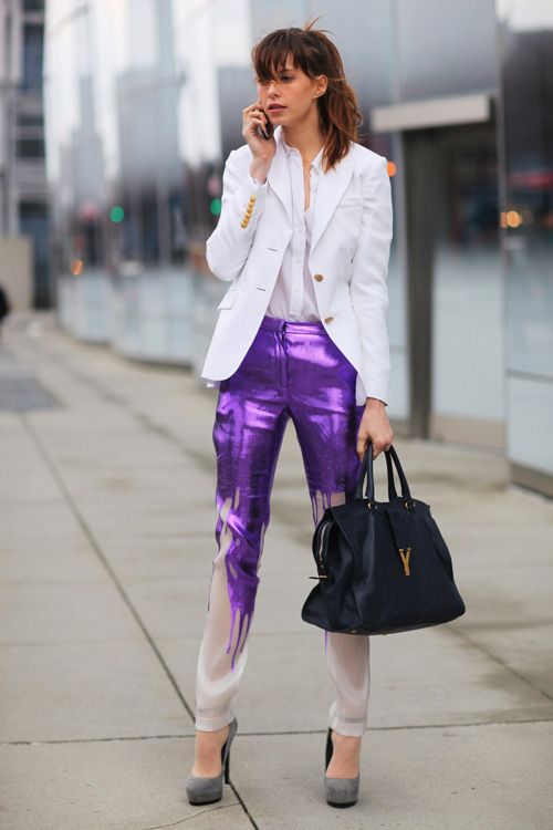 purple trousers dripping color