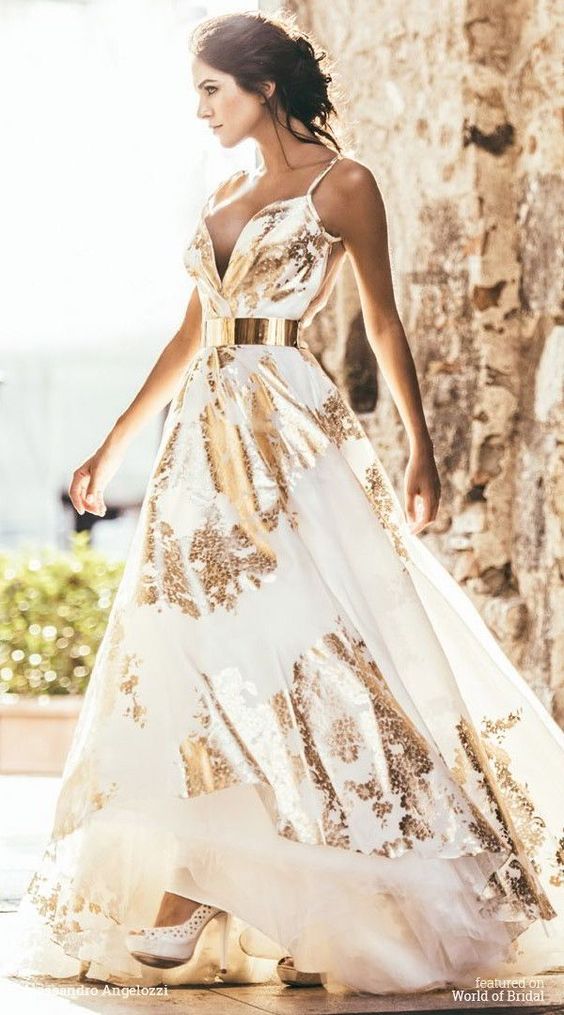 gold sparkling dress floral