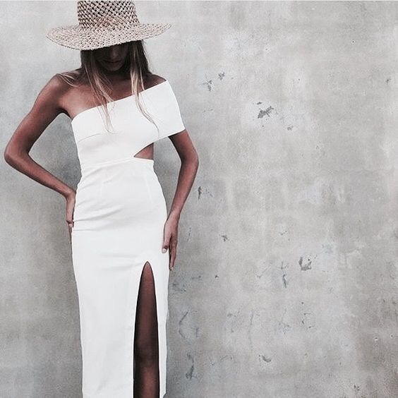 white cut out dress sliced 
