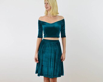 two piece blue knee length dress