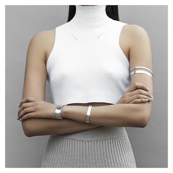 silver cuff bracelet upper arm