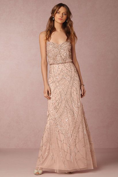 pink gold dress bridesmaid 