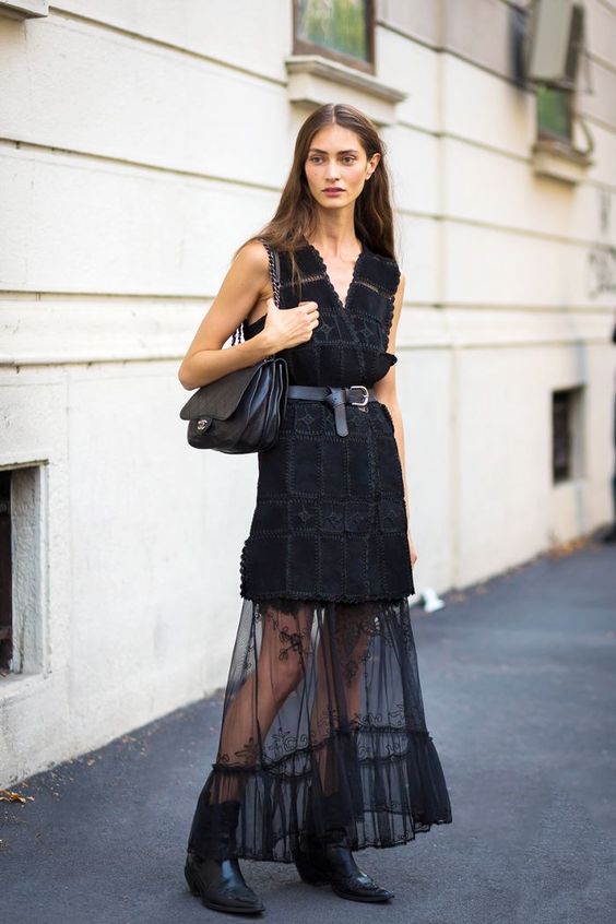 black mesh dress tailor made