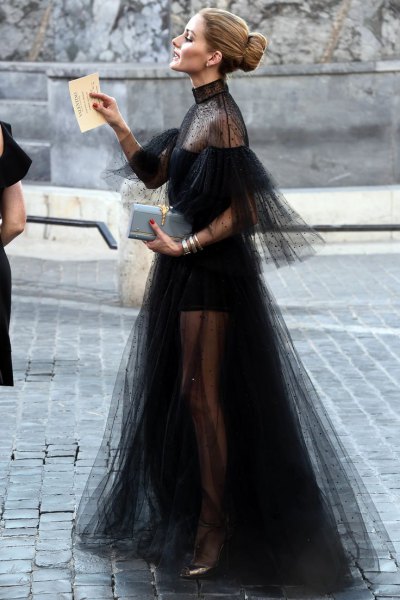 semi sheer black maxi chiffon dress