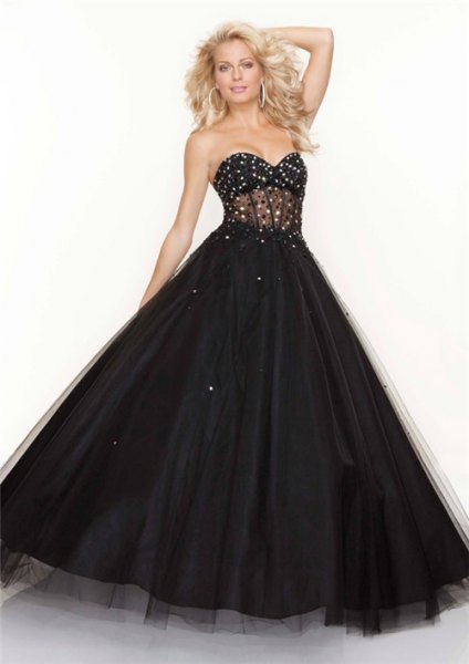 darling strapless black tulle dress