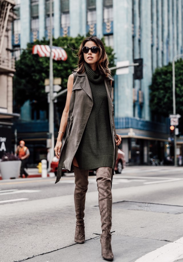 knitted olive dress