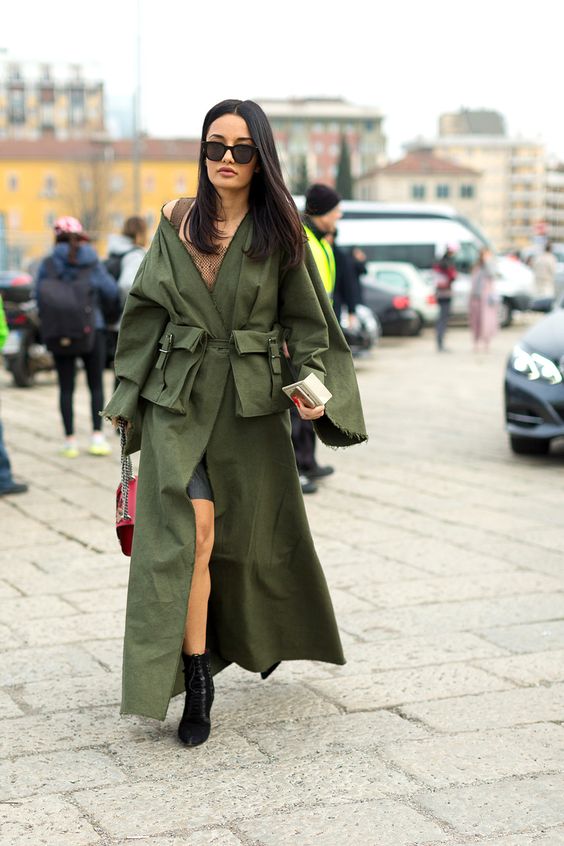 olive dress trench coat