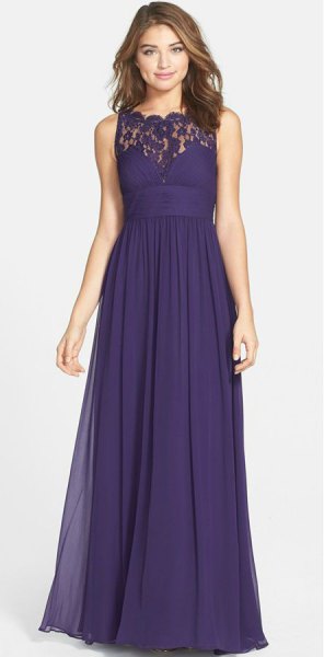 purple lace collar maxi dress