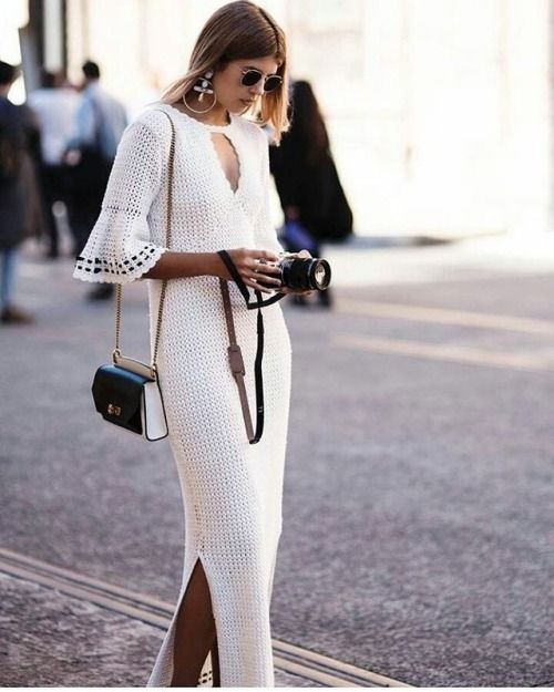 crochet dress white