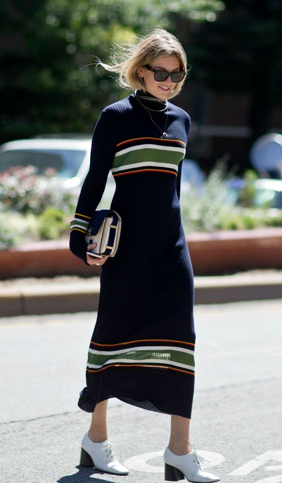 knitted sweater dress long stripes