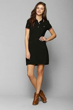 black polo dress brown ankle boots