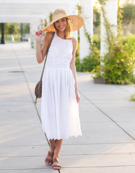 white breezy midi dress outfit