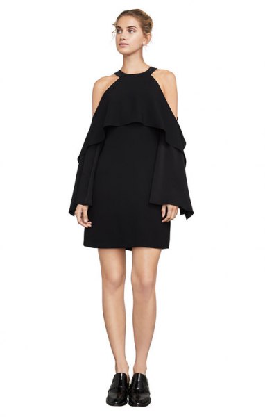black cold shoulder halter dress outfit