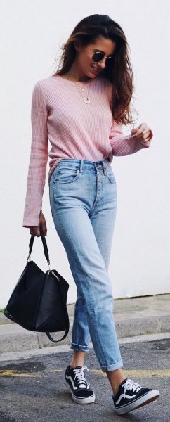 mom jeans gray thin fit sweater