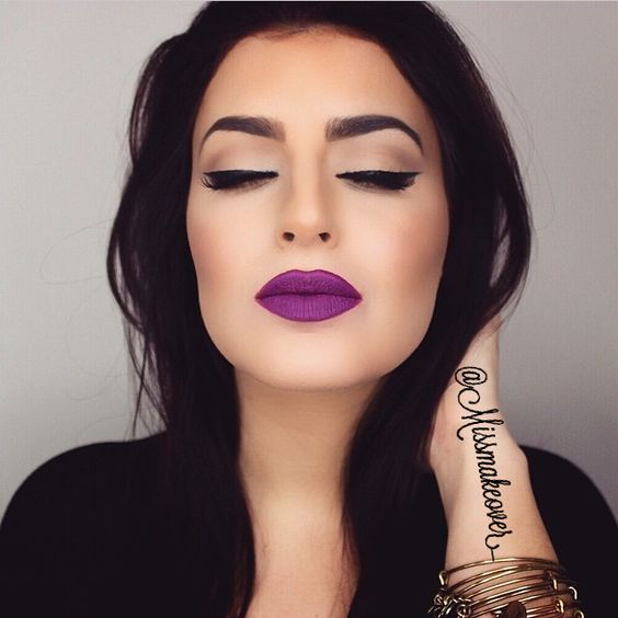purple lipstick dark hair