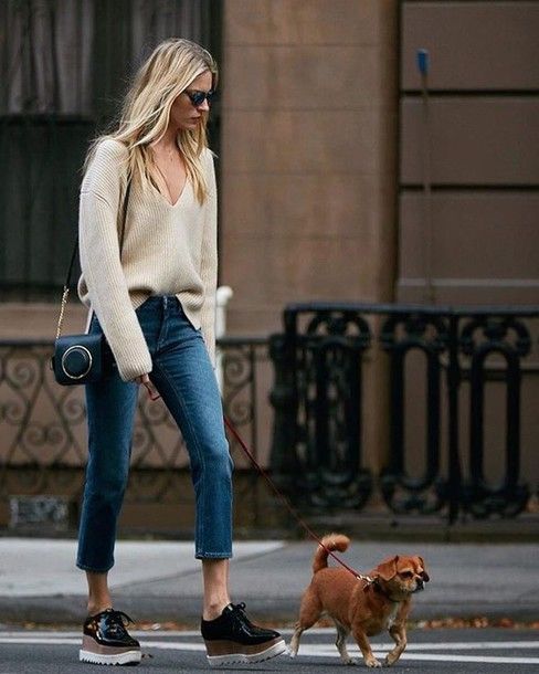 sweater with v-neck jeans