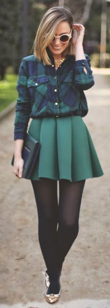 flannel shirt plaid mini skirt