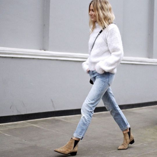 Chelsea boots fluffy sweater