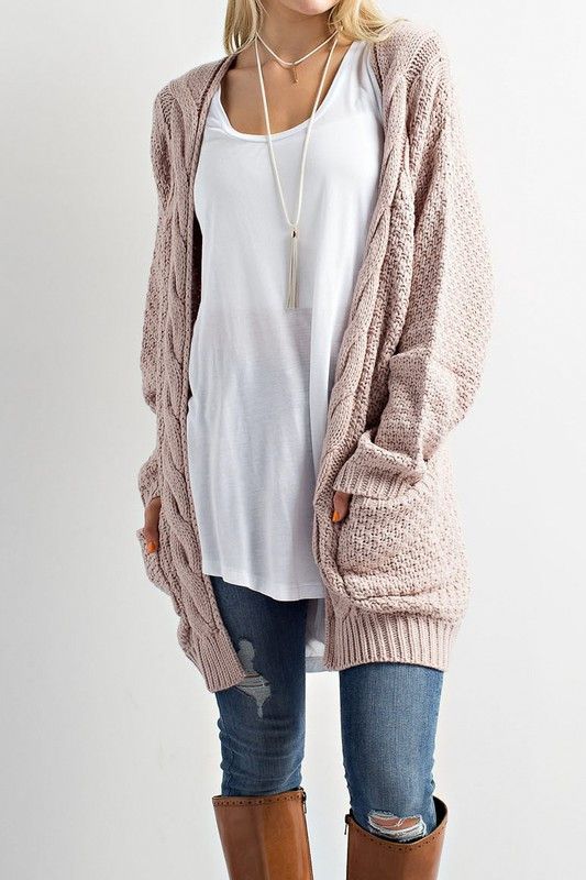 white long tee cable knitted sweater