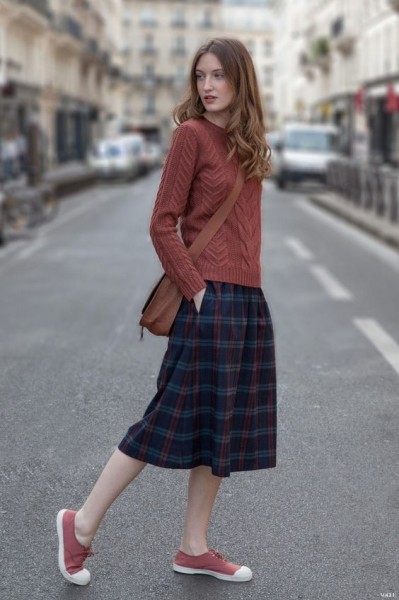 casual cable knitted sweter skirt