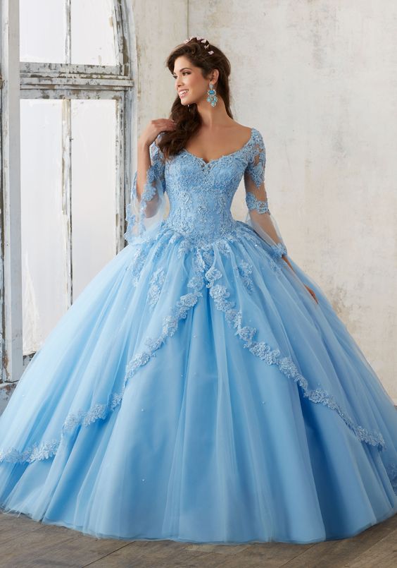 blue quinceanera dress elegant
