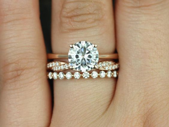 two rings wedding engagement set