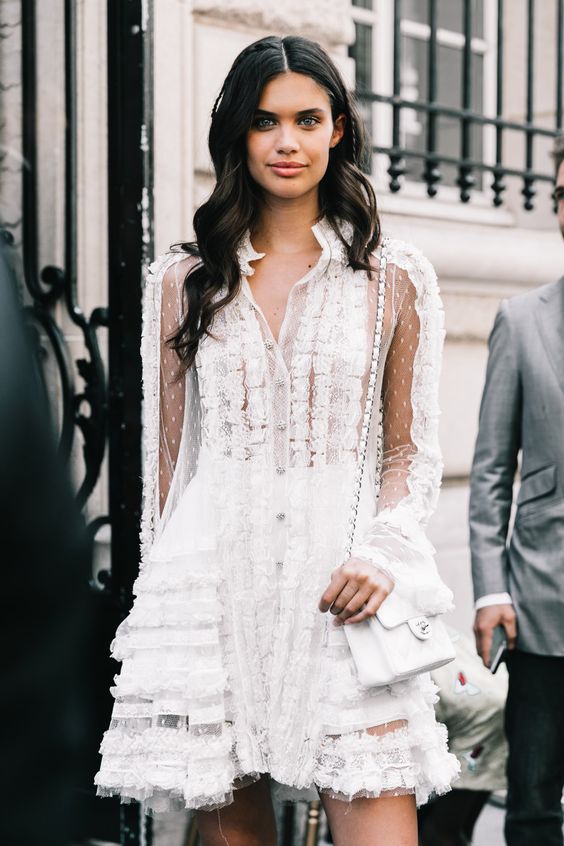 modern white lace dress
