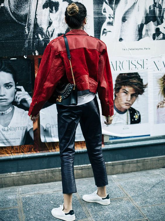 leather pants red leather jacket