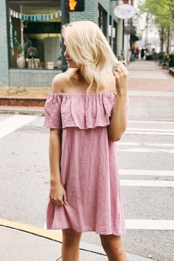 pink of the shoulder dress