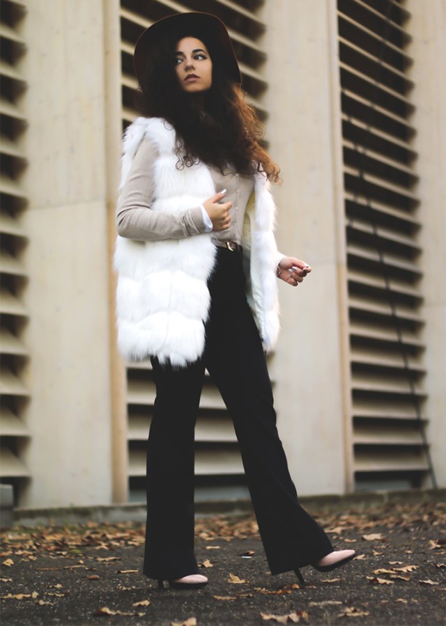 faux fur vest white