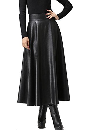 black leather with high waist maxi dress