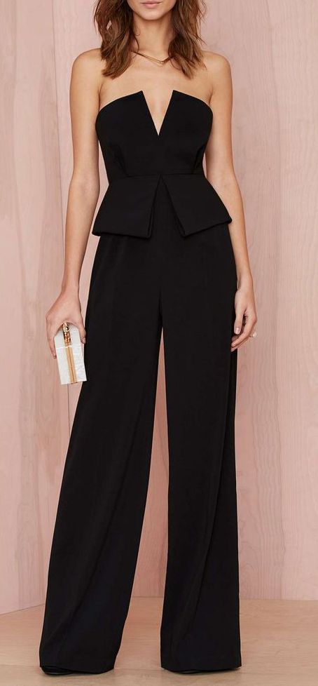 palazzo jumpsuit with low v-neck