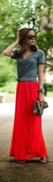 Red maxi skirt