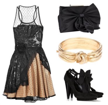 Black cocktail dress with accessories
