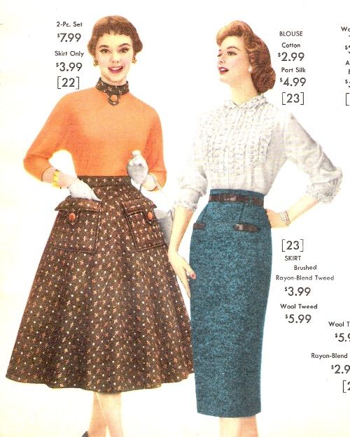 1957 Tweed swing and pencil skirts- Autumn outfit ideas | Fashion .
