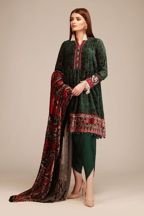 Khaadi 3 piece Custom Stitched Suit - Green - LCSV18402 .